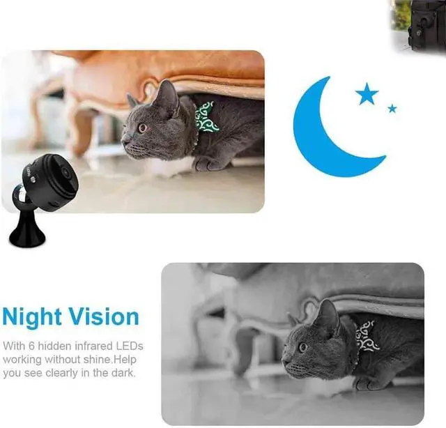 Alt view image 11 of 14 - Vista Focus Magnetic Mini Security Camera, 2024 New Vistafocus Security Camera 360, Mini Camera Wireless WiFi, Mini 1080p HD Wireless Magnetic Security Camera (4pcs)