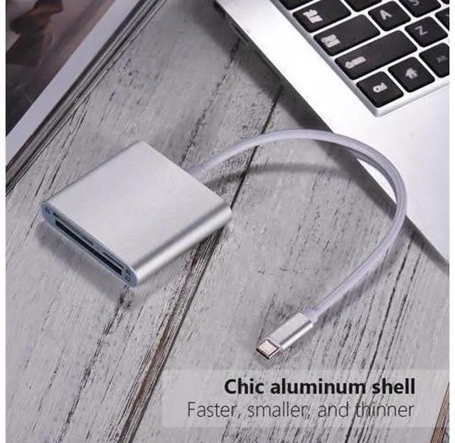 Alt view image 9 of 10 - Type-C Card Reader USB 3.0 Card Reader 3-in-1 TF/SD/CF Card Reader Aluminum Alloy Card Reader Silver