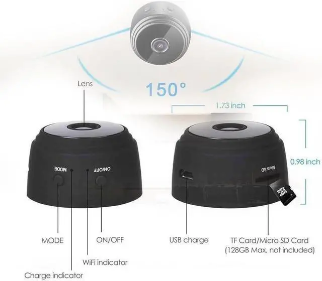 Alt view image 13 of 14 - Vista Focus Magnetic Mini Security Camera, 2024 New Vistafocus Security Camera 360, Mini Camera Wireless WiFi, Mini 1080p HD Wireless Magnetic Security Camera (4pcs)