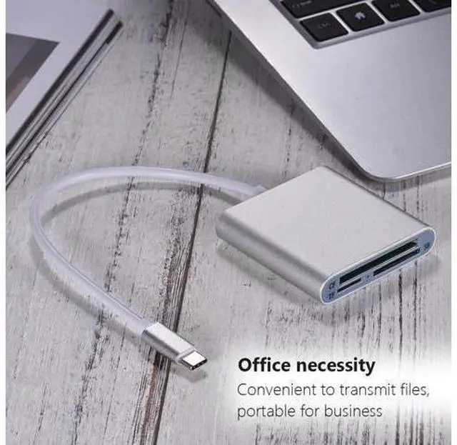Alt view image 10 of 10 - Type-C Card Reader USB 3.0 Card Reader 3-in-1 TF/SD/CF Card Reader Aluminum Alloy Card Reader Silver