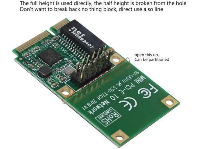 Alt view image 7 of 10 - Computer Mini PCI-E Bus Interface RJ45 Network Interface Gigabit Wired Network Card Mini PCIE Network Card RJ45 Adapter