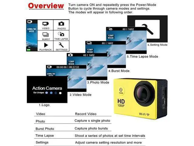 Alt view image 10 of 10 - Camera HD 1080p WiFi 30m Waterproof Underwater Video Recording Camera Sport Camera go extreme pro cam