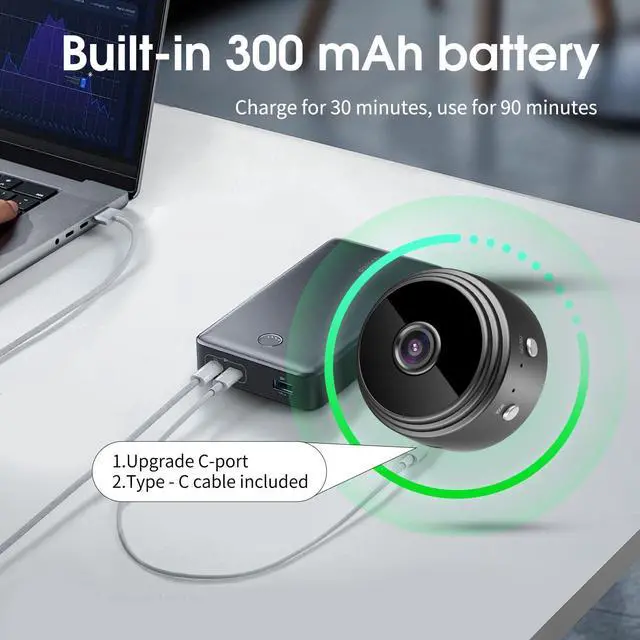 Alt view image 12 of 14 - 2025 Upgraded Small Hidden Spy Camera Wireless Indoor - WiFi Small Cameras Hidden Wireless - 1080P HD Home Security Camera - Nanny Camera for Pet, Baby - Motion Detection, Night Vision (Black)