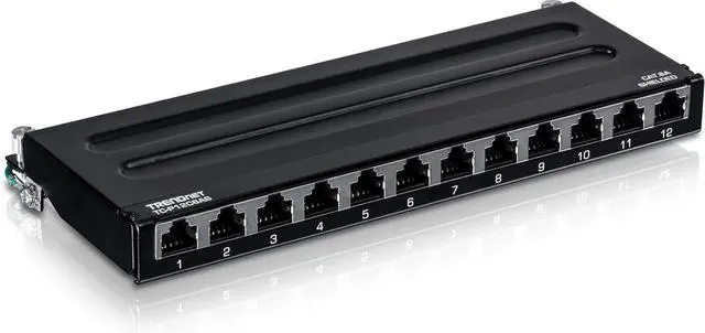 Alt view image 8 of 14 - TRENDnet 12-Port Cat6A Shielded Patch Panel, 10G Ready, Cat5e,Cat6,Cat6A Compatible, Metal Housing, Color-Coded Labeling for T568A and T568B Wiring,Cable Management,Wall Mountable, Black,TC-P12C6AS