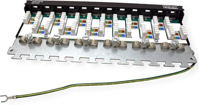 Alt view image 13 of 14 - TRENDnet 12-Port Cat6A Shielded Patch Panel, 10G Ready, Cat5e,Cat6,Cat6A Compatible, Metal Housing, Color-Coded Labeling for T568A and T568B Wiring,Cable Management,Wall Mountable, Black,TC-P12C6AS