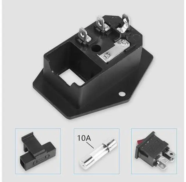 Alt view image 12 of 14 - 10A 250V Rocker Switch Power Socket Inlet Module Plug 10A Fuse with Indicator Light 3 Pin IEC320 C14 for Household Appliances or DIY Device(2-Pack)