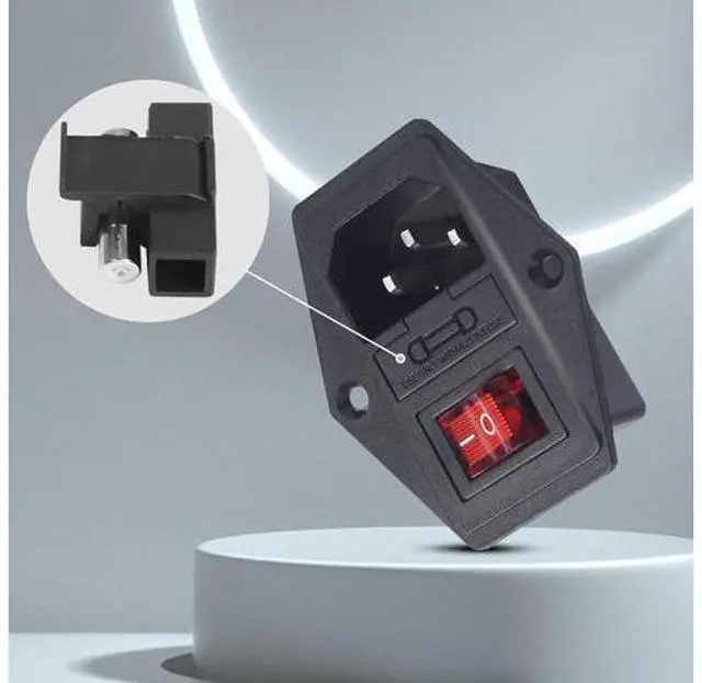Alt view image 9 of 14 - 10A 250V Rocker Switch Power Socket Inlet Module Plug 10A Fuse with Indicator Light 3 Pin IEC320 C14 for Household Appliances or DIY Device(2-Pack)