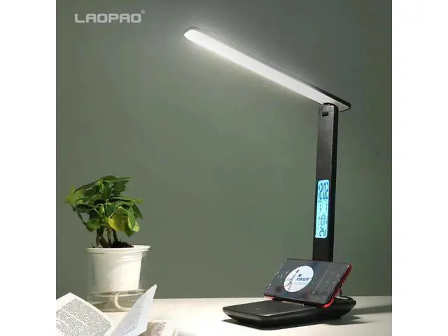 Alt view image 6 of 10 - Modern Business Led Office Desk Lamp Touch Dimmable Foldable With Calendar Temperature Alarm Clock table Reading Light