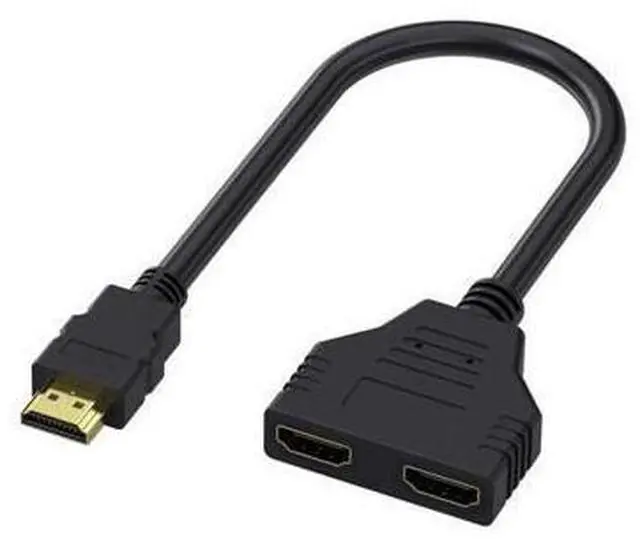 Alt view image 2 of 2 - Vszerda HDMI Cable 1080p 1-to-2 Male to Female 1.4 Version High-Definition Video Extension HDMI Distributor Adapter Cable 30CM