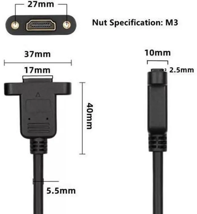 Alt view image 14 of 14 - Vszerda HDMI Female to HDMI Female Data Transfer Cable Adapter High Speed Extension Cable with Screws 30CM
