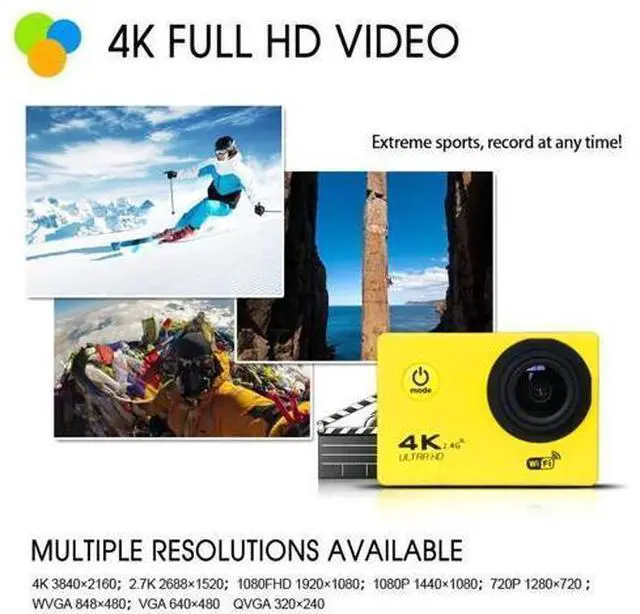Alt view image 9 of 10 - HD 4K Action Camera wifi Camcorders 16MP 170 go cam 4 K deportiva 2 inch f60 Waterproof Sport Camera pro 1080P 60fps cam