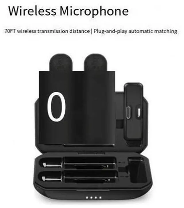 Alt view image 5 of 8 - Mobile phone live broadcast microphone for outdoor interviews, noise reduction microphone cable, charging case, wireless collar microphone