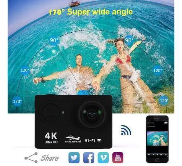 Alt view image 8 of 10 - 4K Ultra HD WiFi Action Camera 4K 2.0" 170D 12MP Go Waterproof Pro Sport Camera 30m Underwater Helmet Video Recording Camera