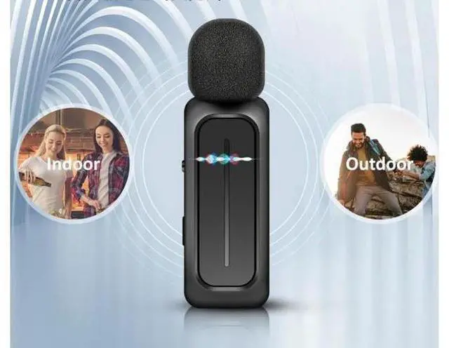 Alt view image 8 of 8 - Mobile phone live broadcast microphone for outdoor interviews, noise reduction microphone cable, charging case, wireless collar microphone
