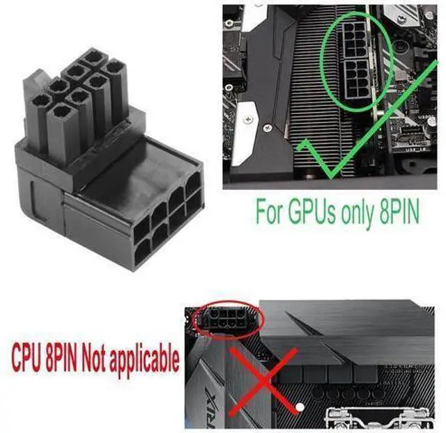 Alt view image 9 of 10 - Vszerda ATX 8-pin Female to 8-pin Male 90-Degree Angle Connector Type A, Desktop PC GPU Graphics Card Power Connector Upward Conversion (Pack of 2)