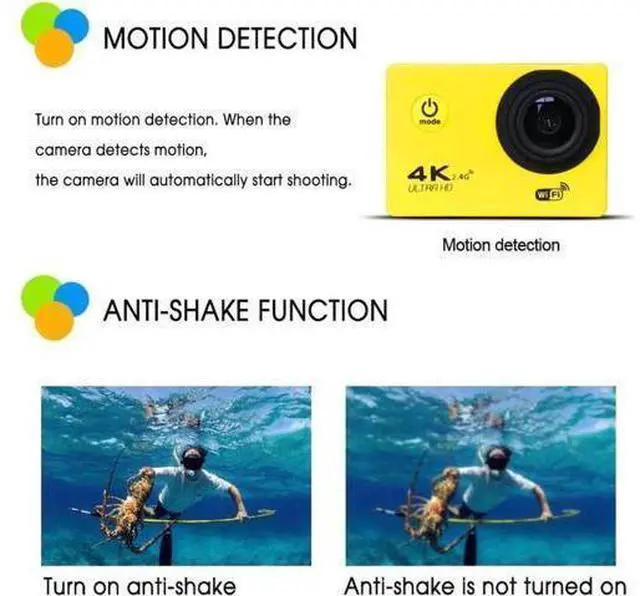 Alt view image 7 of 10 - F60 F60R Ultra HD 4K Action Camera Sport Camera WiFi Camcorders 16MP 2 Inch Screen Wireless Action Camera Waterproof