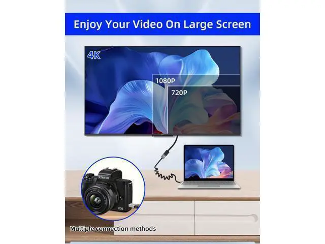 Alt view image 13 of 14 - Vszerda 4K Mini HDMI to HMDI Cable 2.2FT, Coiled HDMI to Mini HDMI Cable, Short HDMI Cable 2.0 4K@120Hz 18Gbps for Camera/Camcorder/HDTV/Tablet