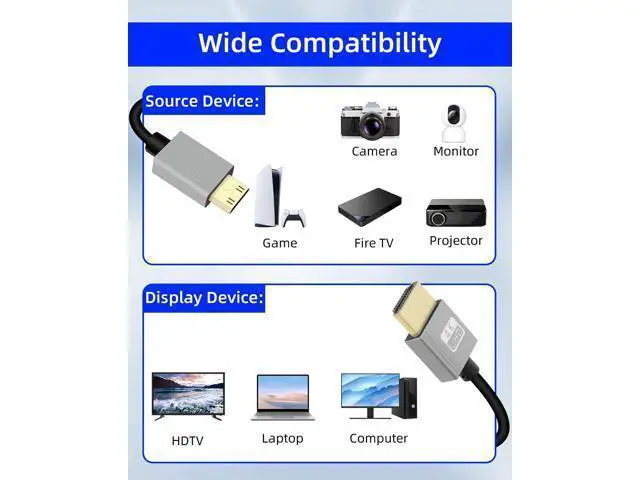 Alt view image 14 of 14 - Vszerda 4K Mini HDMI to HMDI Cable 2.2FT, Coiled HDMI to Mini HDMI Cable, Short HDMI Cable 2.0 4K@120Hz 18Gbps for Camera/Camcorder/HDTV/Tablet