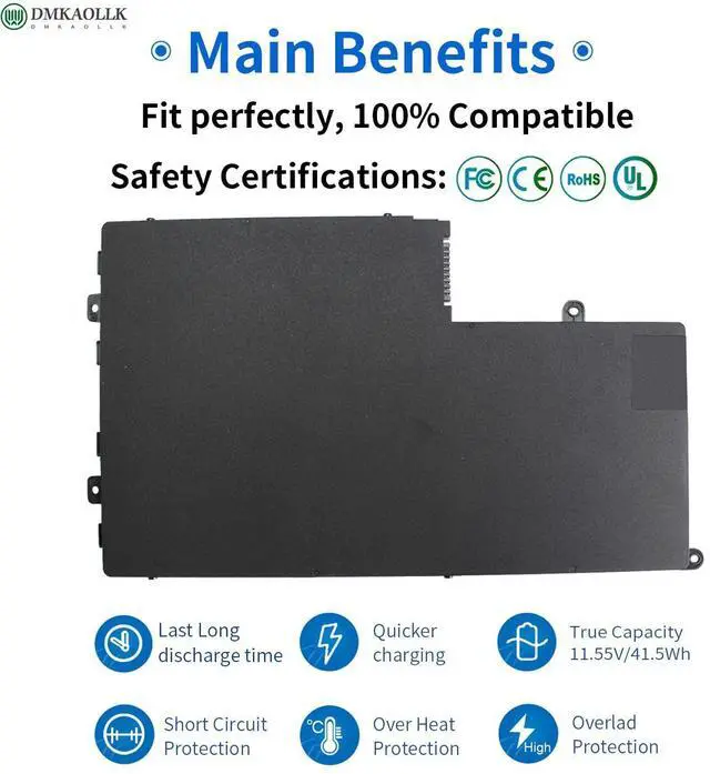 Alt view image 8 of 10 - 43WH TRHFF P39F P49G Notebook Battery for Dell Inspiron 15 5000 Series 15-5547 5547 5548 5545 5542 N5547 N5447 5447 5445 5448 i5547-3750sLV Latitude 14-3450 15-3550 0PD19 1V2F6 DL011307-PRR13G01 P51G
