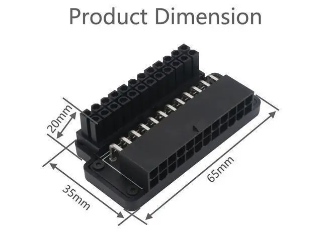 Alt view image 9 of 12 - Vszerda ATX 24-Pin Female to 24 Pin Male 90 Degree Angled Adapter Mainboard Motherboard Power Connectors for Desktop Power Cable PC Power Supply Cable