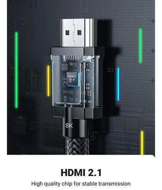 Alt view image 10 of 14 - UGREEN 8K HDMI 2.1 Certified Cable 48Gbps Ultra High Speed 4K 120Hz HDMI Cable Durable Nylon Braided HDMI Cord Support Dynamic HDR eARC Compatible for PS5 Xbox One Nintendo Switch TV Roku 16 FT