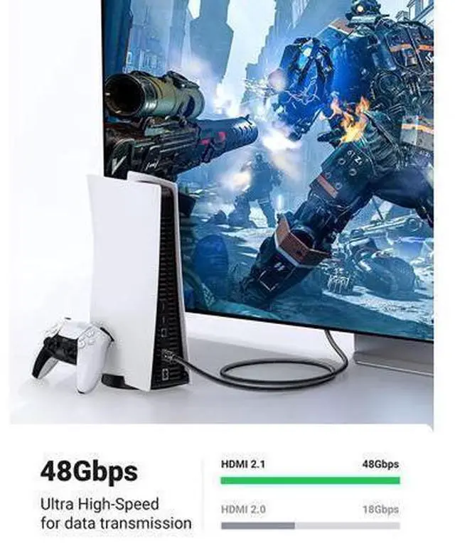 Alt view image 11 of 14 - UGREEN 8K HDMI 2.1 Certified Cable 48Gbps Ultra High Speed 4K 120Hz HDMI Cable Durable Nylon Braided HDMI Cord Support Dynamic HDR eARC Compatible for PS5 Xbox One Nintendo Switch TV Roku 16 FT