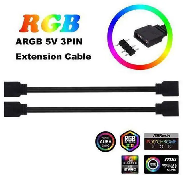 Alt view image 11 of 14 - Vszerda ARGB Extension Cable 5V 3 Pin Addressable RGB Connector Adapter Extension Cable Synchronous Cord Wire for ARGB LED Fans-1M/3.3FT-2Pcs