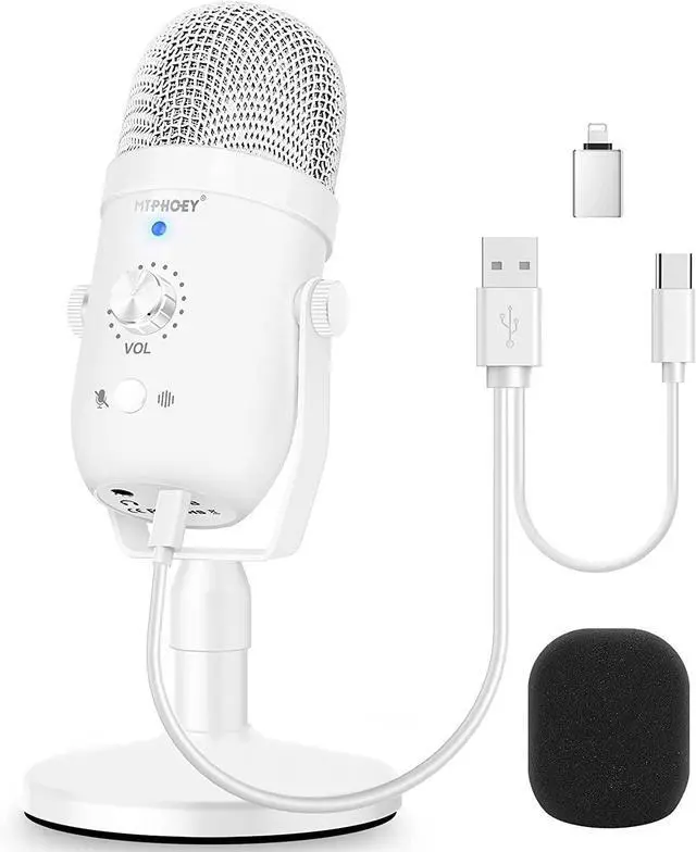 Alt view image 5 of 8 - Podcast Microphone for Phone, Professional Metal USB Microphone for PC/Pad/PS4/i*O*S/Android,Computer Mic with Noise Cancelling,Asmr Microphone Plug&Play for Streaming,Podcast,Gaming,TikTok