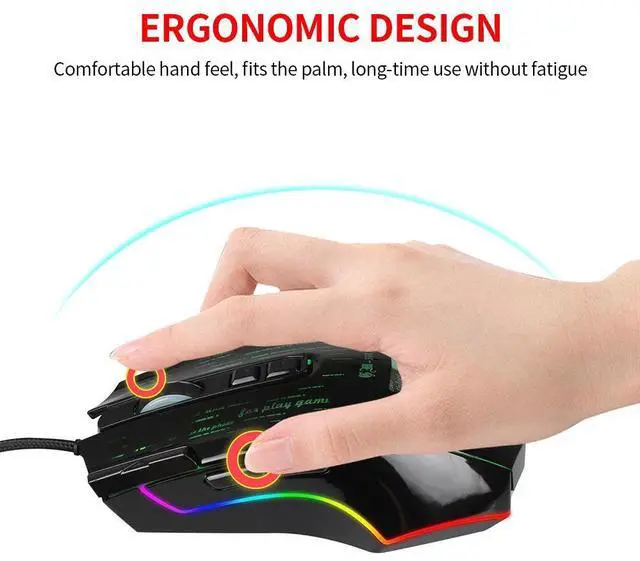 Alt view image 6 of 8 - HXSJ J500 USB Wired Gaming Mouse RGB Gaming Mouse with Display Screen Six Adjustable DPI for Desktop Laptop Mouse Gamer