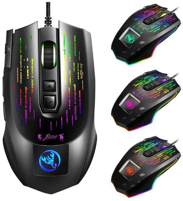 Alt view image 8 of 8 - HXSJ J500 USB Wired Gaming Mouse RGB Gaming Mouse with Display Screen Six Adjustable DPI for Desktop Laptop Mouse Gamer