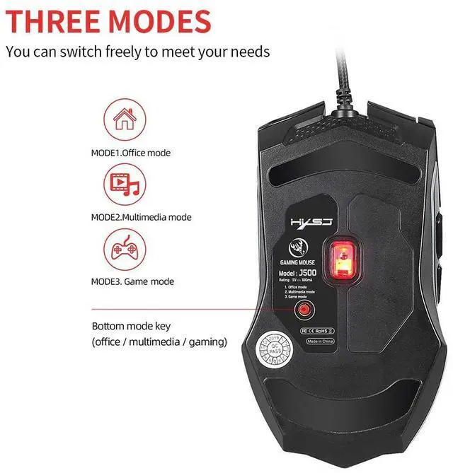 Alt view image 7 of 8 - HXSJ J500 USB Wired Gaming Mouse RGB Gaming Mouse with Display Screen Six Adjustable DPI for Desktop Laptop Mouse Gamer