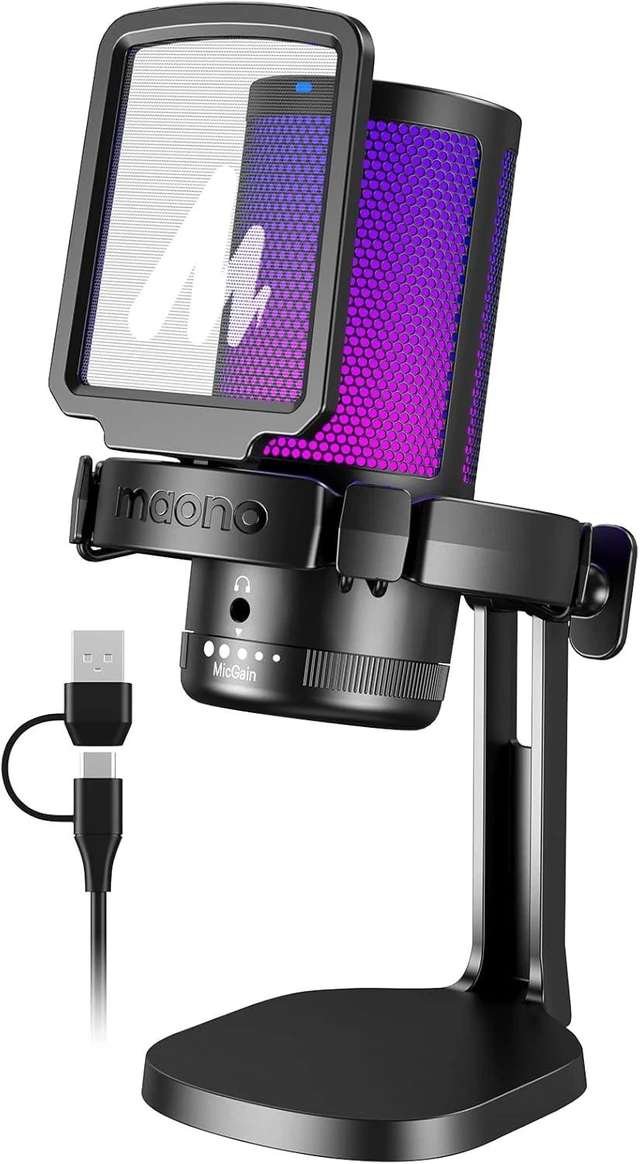 Alt view image 8 of 14 - MAONO DGM20 USB Gaming Microphone for PC with Clear Voice & RGB Lighting | Noise Reduction, Tap-to-Mute, Gain Control and Plug & Play for Discord, Streaming, Podcasting, Chat and PS5/PS4 Gaming