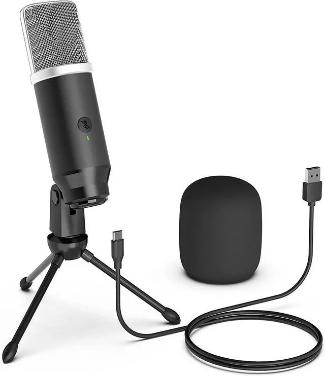 Alt view image 8 of 14 - Lavales Condenser Microphone USB Microphone with Tripod for Streaming, Podcast Vocal Recording Gaming Conference Computer Microphone (Silver)