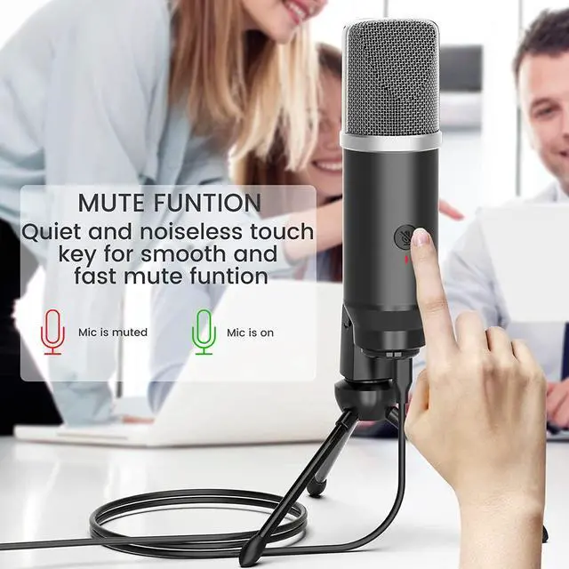 Alt view image 12 of 14 - Lavales Condenser Microphone USB Microphone with Tripod for Streaming, Podcast Vocal Recording Gaming Conference Computer Microphone (Silver)
