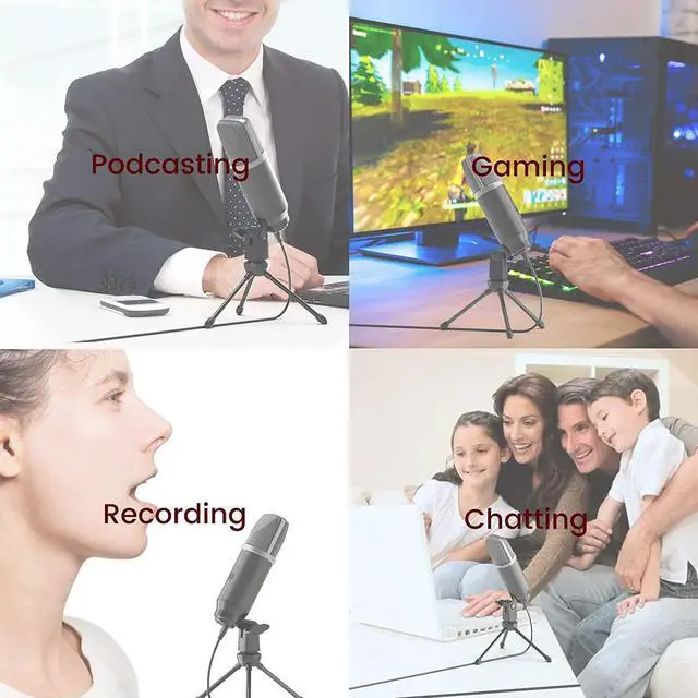 Alt view image 13 of 14 - Lavales Condenser Microphone USB Microphone with Tripod for Streaming, Podcast Vocal Recording Gaming Conference Computer Microphone (Silver)