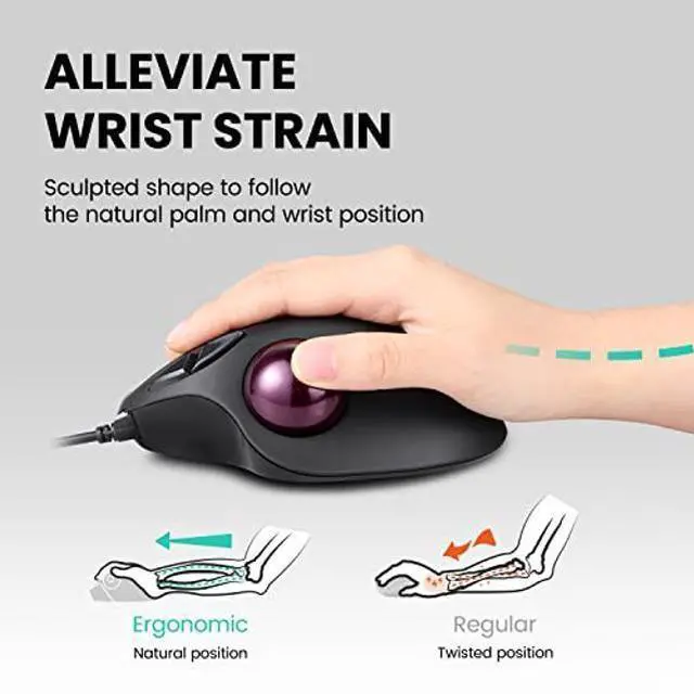 Alt view image 8 of 10 - Perixx Perimice-517 Wired Trackball USB Mouse, 7 Button Design, Build-in 1.34 Inch Trackball with Pointing Feature