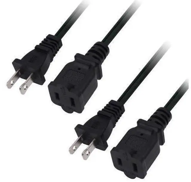 Alt view image 7 of 12 - 10 FT 2 Prong Extension Cord,Black Extension Cord 10 ft Indoor or Outdoor, Male/Female Power Cable for NEMA 1-15P to NEMA 1-15R,Extension Cable 2 Pack