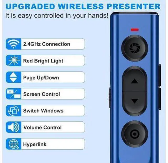 Alt view image 8 of 12 - Rechargeable Wireless Presenter Remote for PPT 2.4GHz Presentation Remote Slide Advancer Powerpoint Clicker for Mac/Computer/Laptop/Keynote