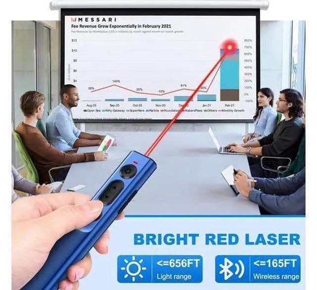 Alt view image 9 of 12 - Rechargeable Wireless Presenter Remote for PPT 2.4GHz Presentation Remote Slide Advancer Powerpoint Clicker for Mac/Computer/Laptop/Keynote