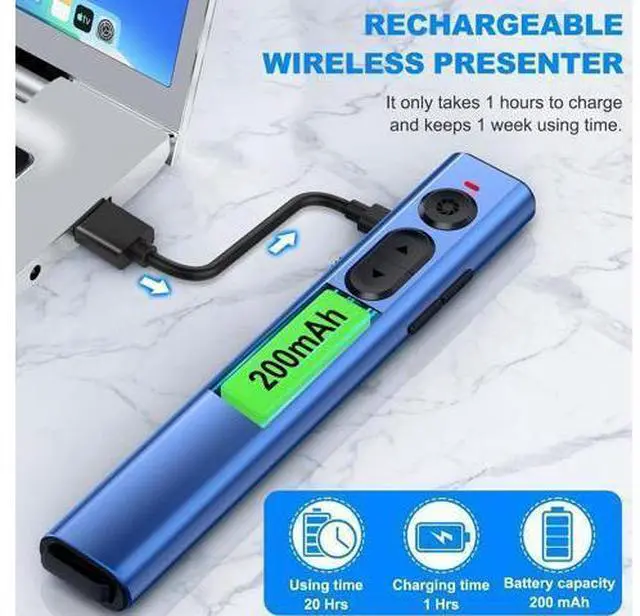 Alt view image 10 of 12 - Rechargeable Wireless Presenter Remote for PPT 2.4GHz Presentation Remote Slide Advancer Powerpoint Clicker for Mac/Computer/Laptop/Keynote