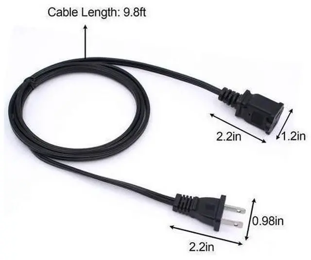Alt view image 11 of 12 - 10 FT 2 Prong Extension Cord,Black Extension Cord 10 ft Indoor or Outdoor, Male/Female Power Cable for NEMA 1-15P to NEMA 1-15R,Extension Cable 2 Pack