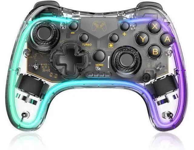 Alt view image 8 of 14 - Switch Controller,Wireless Switch Pro Controller Compatible with Nintendo Switch/Switch lite/Switch OLED,Pro Controller Switch Support Turbo,Wake-up Function and Adjustable LED(White)