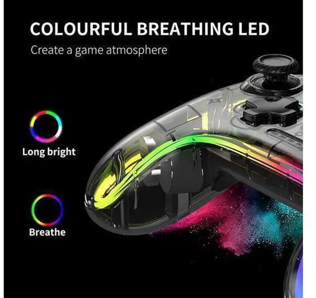 Alt view image 10 of 14 - Switch Controller,Wireless Switch Pro Controller Compatible with Nintendo Switch/Switch lite/Switch OLED,Pro Controller Switch Support Turbo,Wake-up Function and Adjustable LED(White)