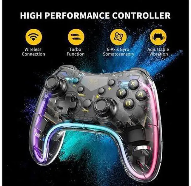 Alt view image 9 of 14 - Switch Controller,Wireless Switch Pro Controller Compatible with Nintendo Switch/Switch lite/Switch OLED,Pro Controller Switch Support Turbo,Wake-up Function and Adjustable LED(White)
