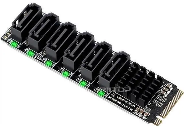 Alt view image 10 of 14 - M.2 NVMe to SATA 3.0 Adapter Card, M.2 M EKY PCIE3.0 to SATA 6 Port Adapter Card, ASM1166 6Gbps , Come with 6x SATA3.0 Cable