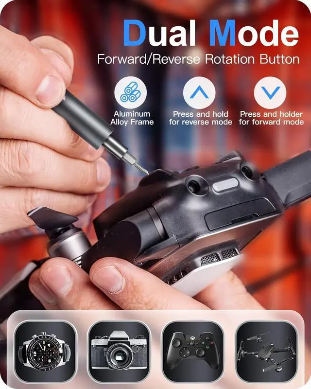 Alt view image 9 of 14 - Kingsdun Precision Electric Screwdriver, Power Screwdriver Set with Magnetic Bits, Rechargeable Repair Tool Kit for Camera Conputers Laptops Toys (28 - Silver)