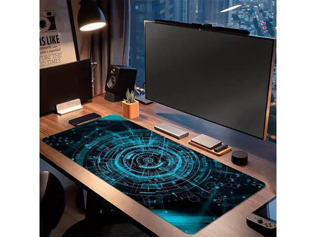 Alt view image 8 of 12 - RAMAHP Gaming Mouse Pad Large Keyboard Pad 23.6 x 11.8in Cyberpunk Geared Machinery Mouse Pad for Keyboard with Anti-Slip Rubber Base, Extended Desk Pad Keyboard Pad Mouse Mat Green