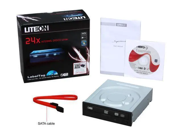 Alt view image 8 of 8 - LITE-ON DVD/CD WRITER 24X DVD+R 8X DVD+RW 12X DVD+R DL 24X DVD-R 6X DVD-RW 16X DVD-ROM 48X CD-R 32X CD-RW 48X CD-ROM Black SATA Model iHAS524-T98A