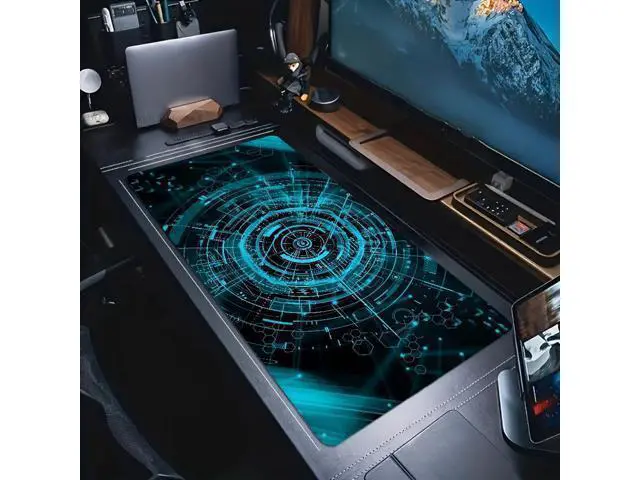 Alt view image 9 of 12 - RAMAHP Gaming Mouse Pad Large Keyboard Pad 23.6 x 11.8in Cyberpunk Geared Machinery Mouse Pad for Keyboard with Anti-Slip Rubber Base, Extended Desk Pad Keyboard Pad Mouse Mat Green