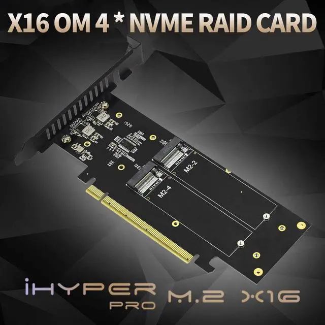 Alt view image 14 of 14 - jeyi iHyper M.2 PCIE4.0 X16 to 4X NVME Adapter Card PCIE4.0 GEN4 X16 to 4X NVME RAID Card PCI-E VROC Card